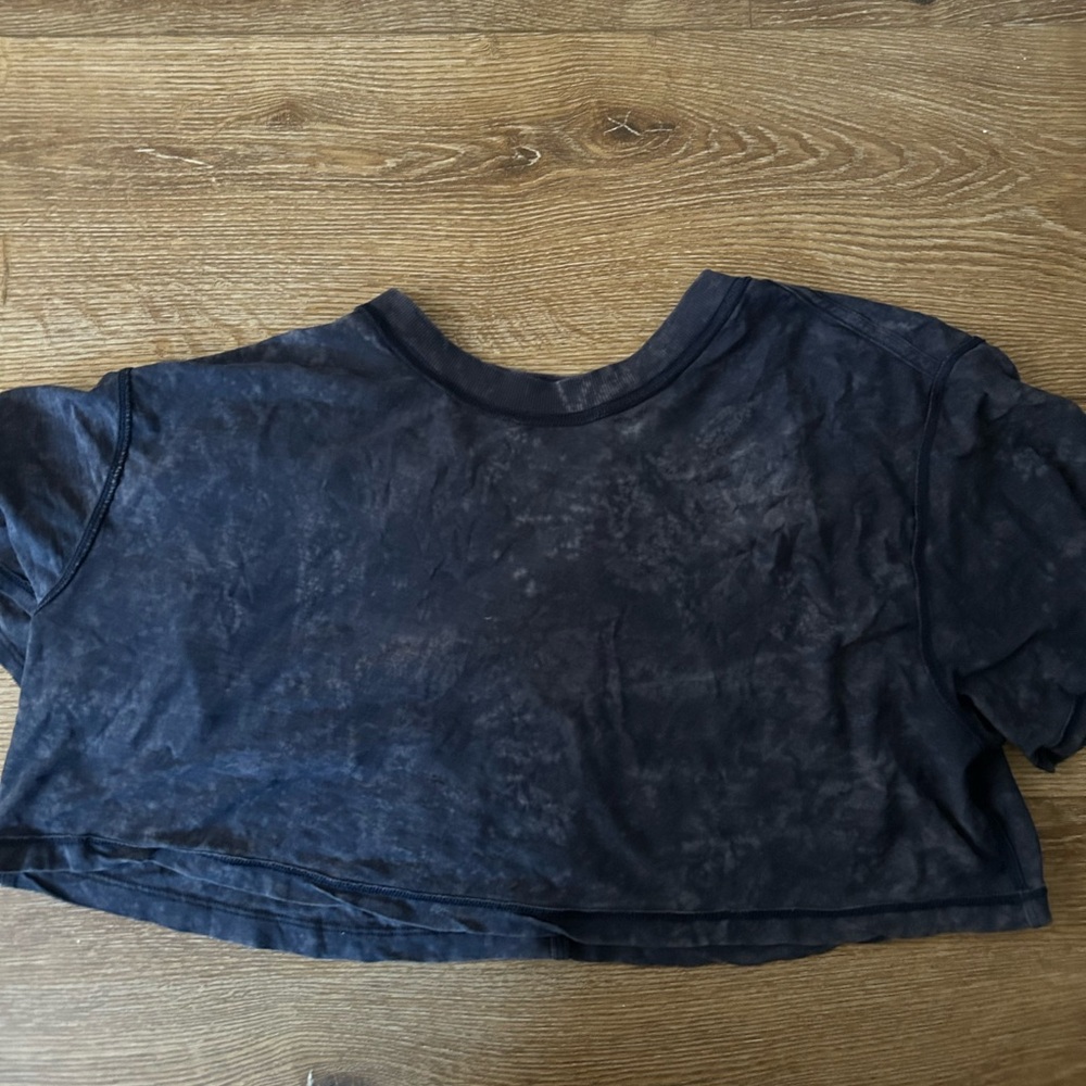Lululemon All Yours Crop Tee. Navy Acid Wash Top